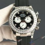 Rolex Daytona Black Dial Oysterflex Strap Diamond Bezel 4131 Super Clone Watch 